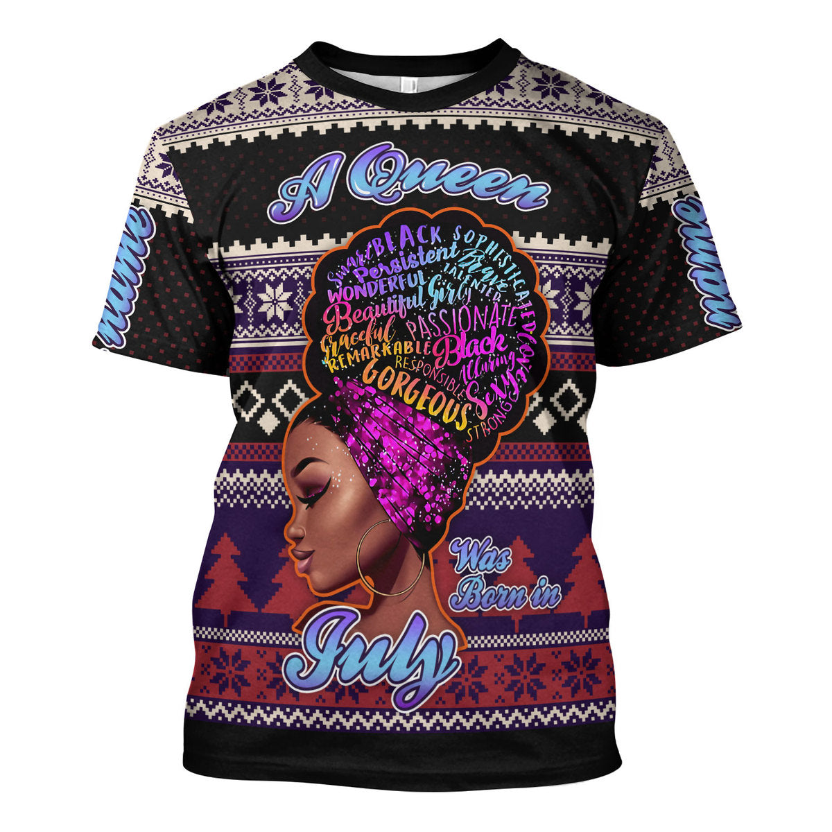 CustomsPig Personalized T-shirt A Queen Was Born In July All Over Printed