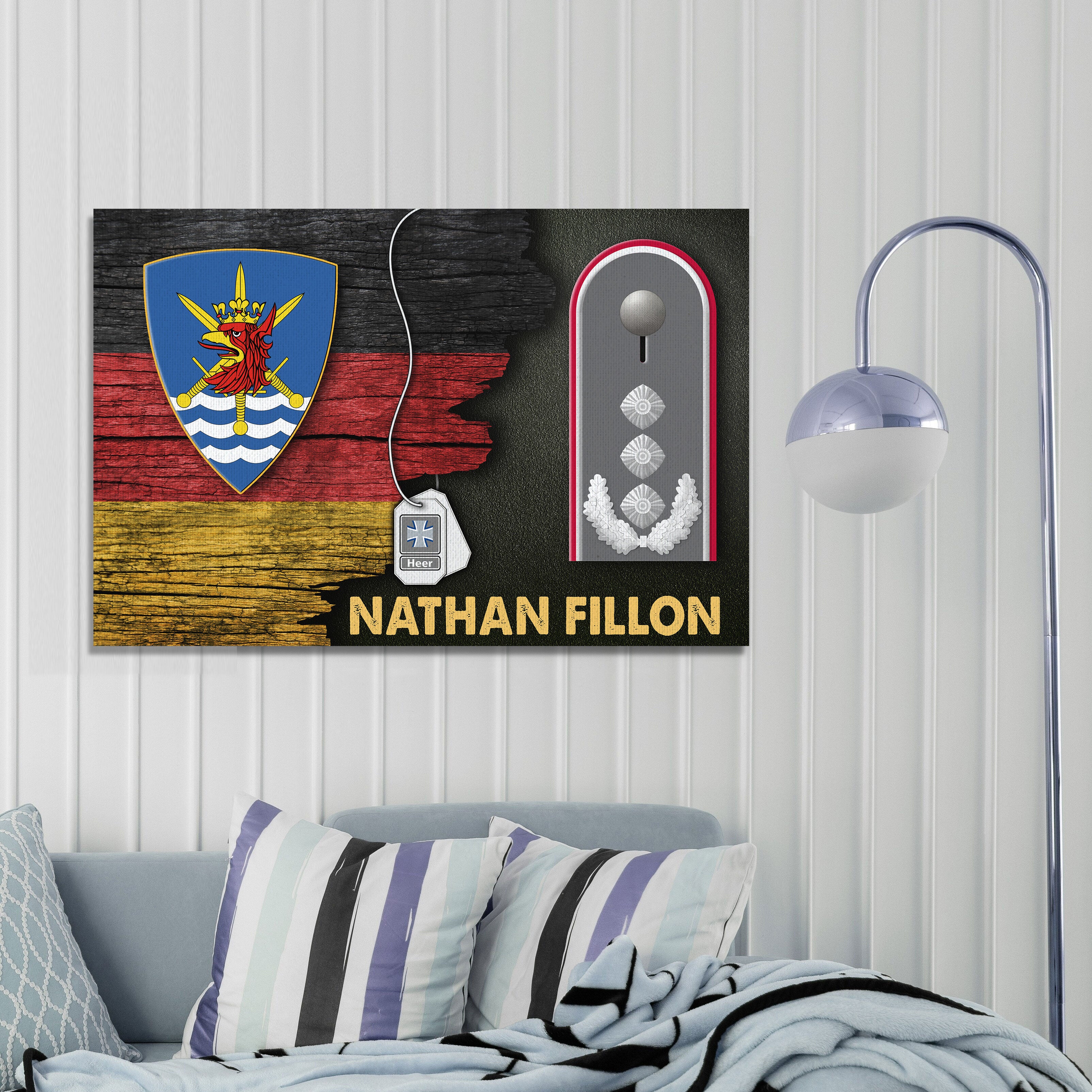 CustomsPig Multinational Corps North East Heer German Half Flag With Military Ranks/Insignia Canvas