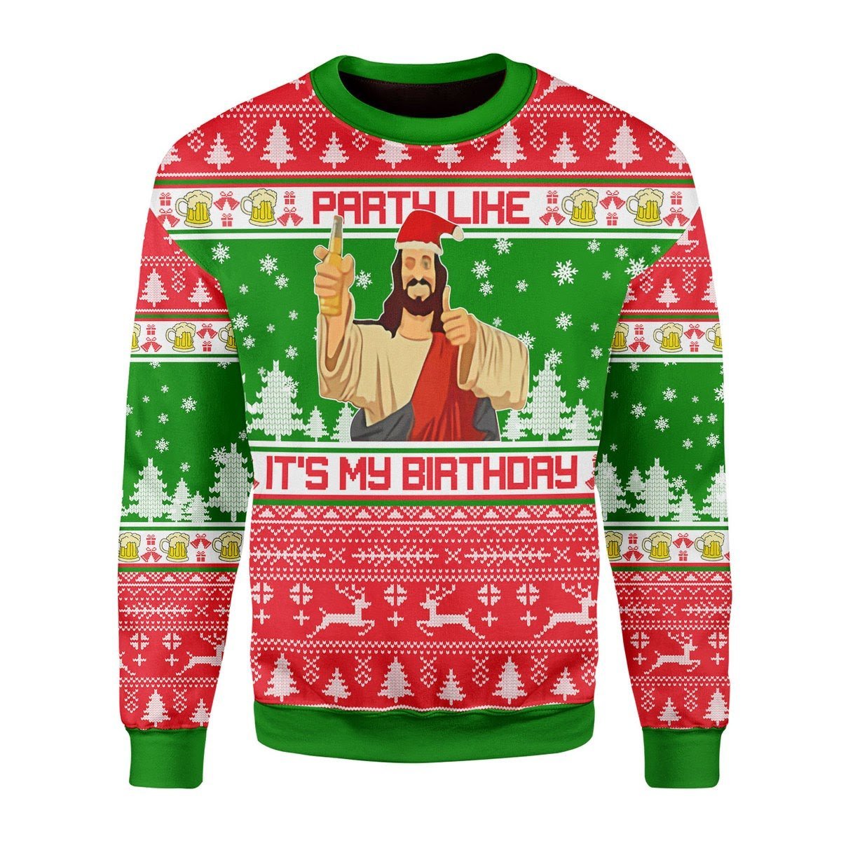 Gearhomies Christmas Unisex Sweater Drink Like It's My Birthday Christmas 3D Apparel