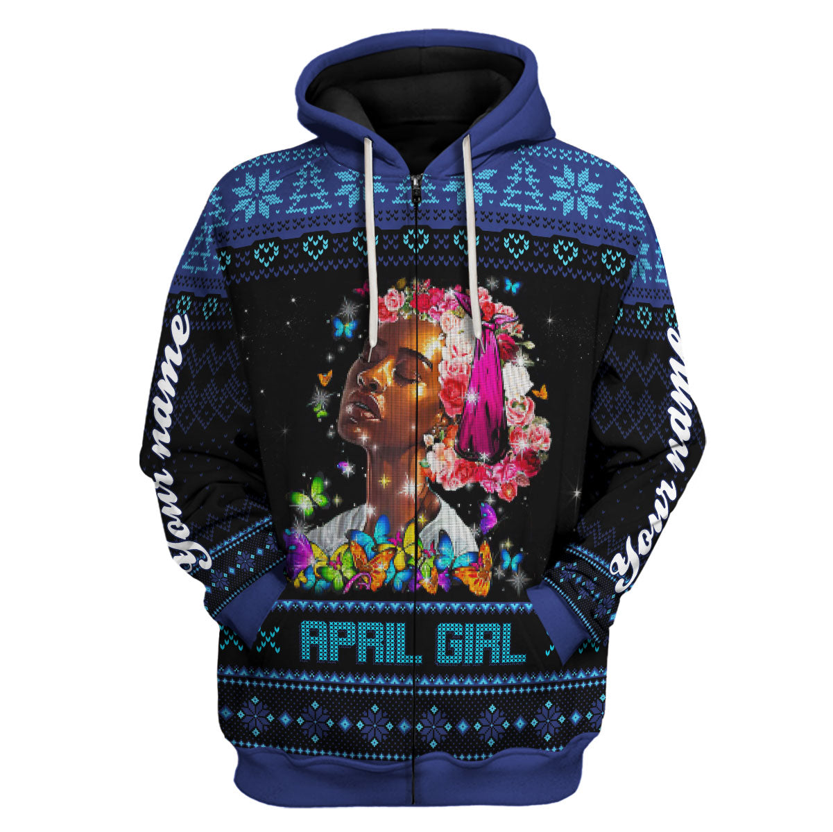 CustomsPig Personalized Zip Hoodie April Girl I Am The Storm All Over Printed