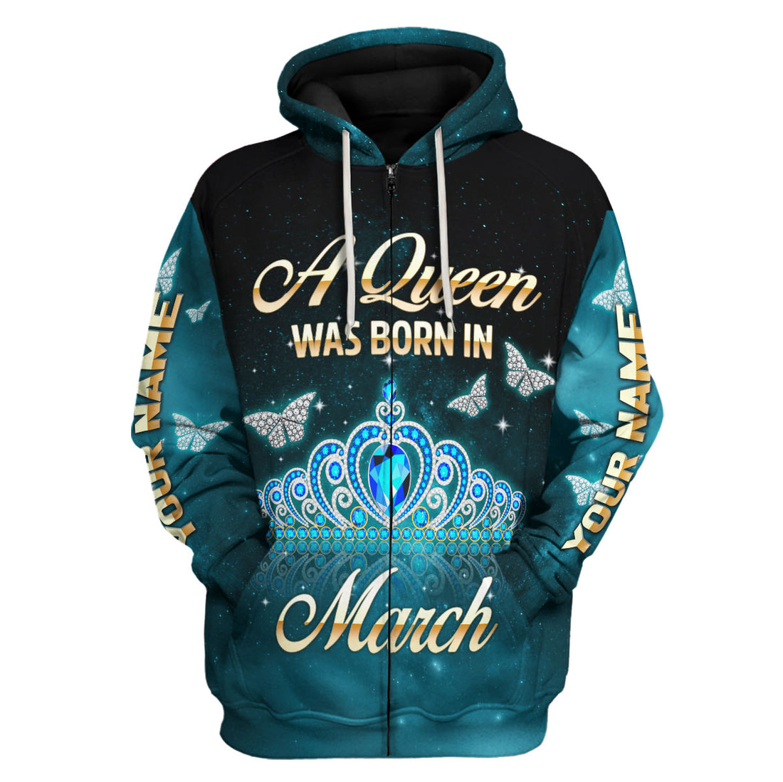 CustomsPig Personalized Zip Hoodie March Girl All Over Printed