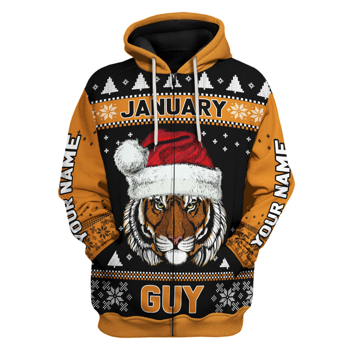 CustomsPig Personalized Zip Hoodie January Guy That All Over Printed