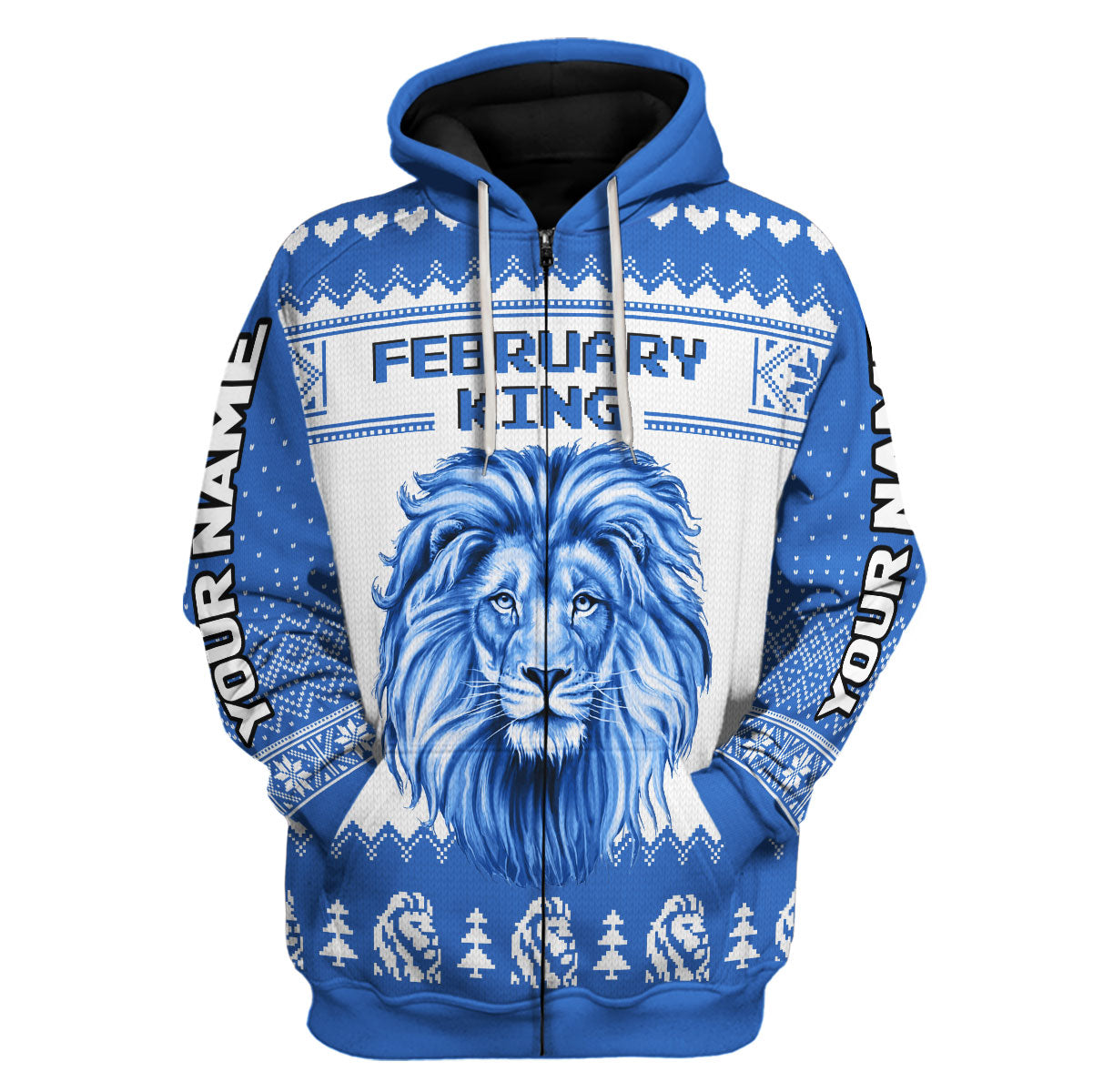 CustomsPig Personalized Zip Hoodie February King All Over Printed