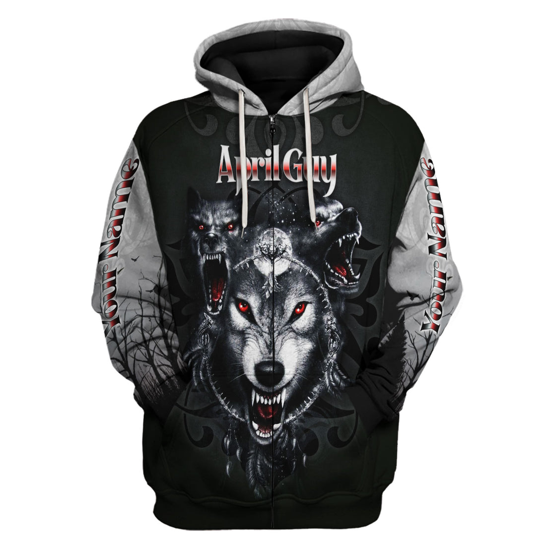 CustomsPig Personalized Zip Hoodie April Girl All Over Printed
