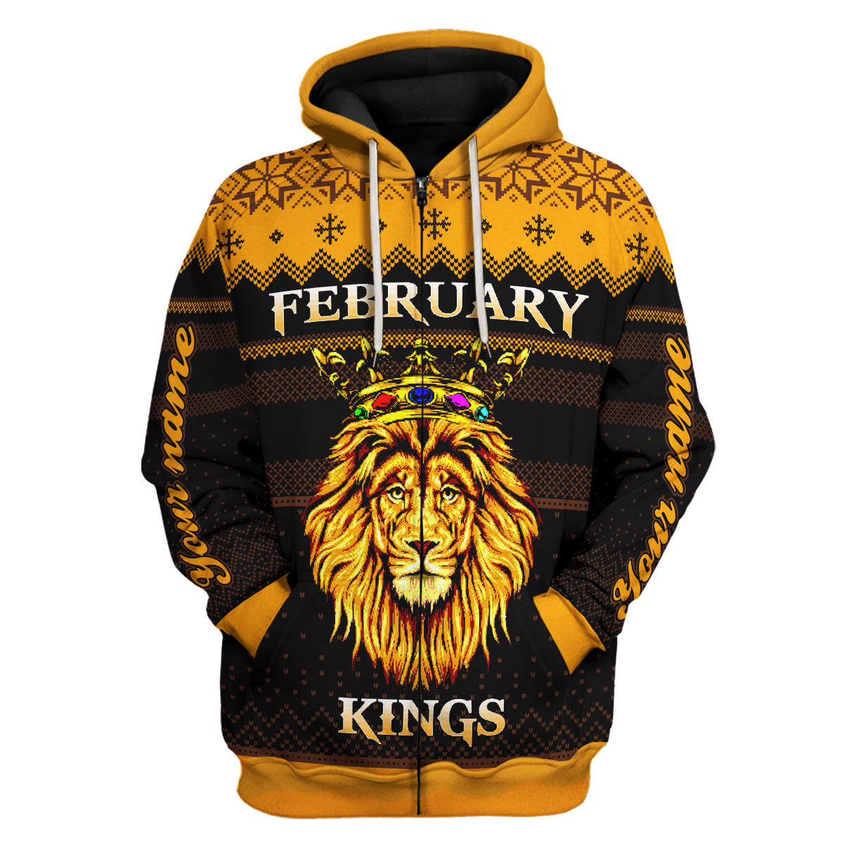 CustomsPig Personalized Zip Hoodie February Guy All Over Printed