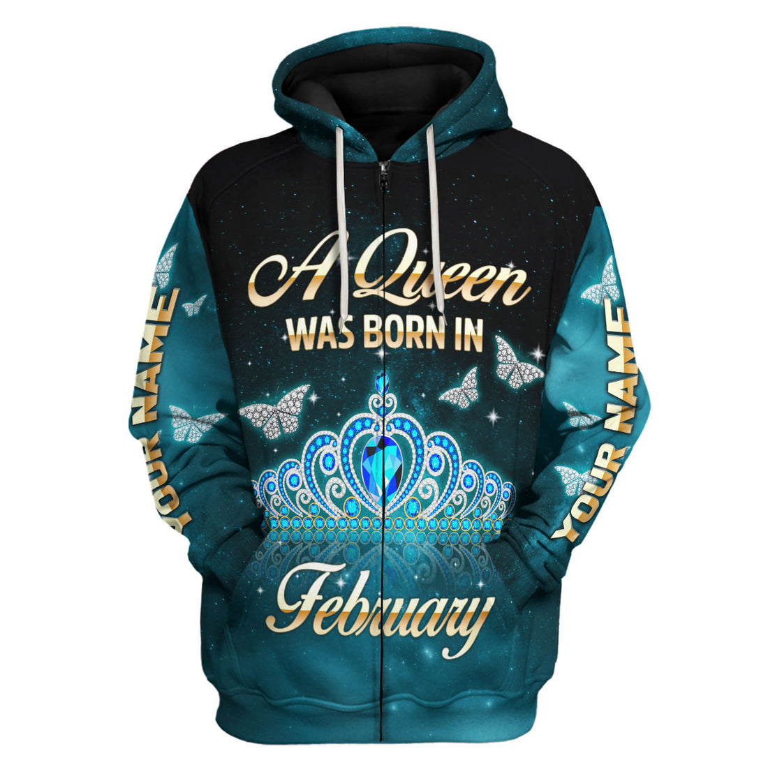 CustomsPig Personalized Zip Hoodie February Girl All Over Printed