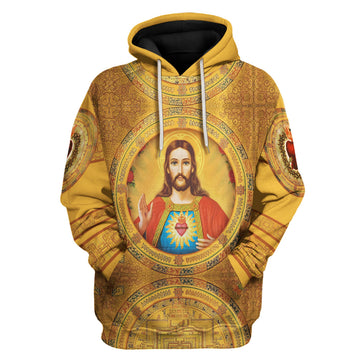 Customspig Tracksuit Tops Pullover Sweatshirt Christ Jesus, Gold 3D Apparel