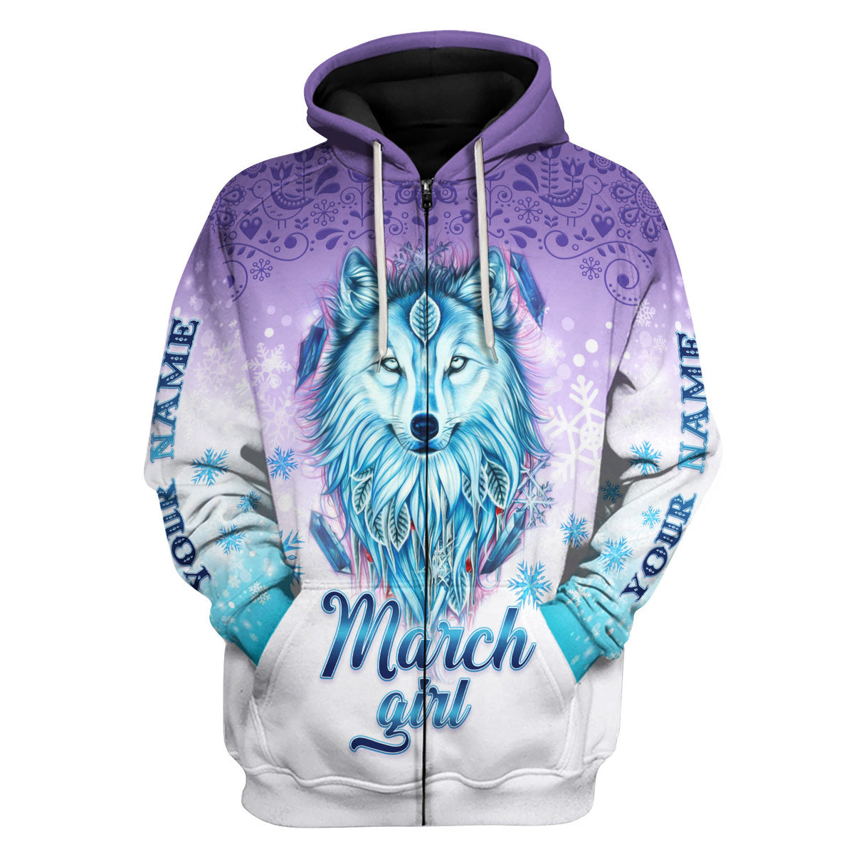 CustomsPig Personalized Hoodie I'm A March Queen All Over Printed