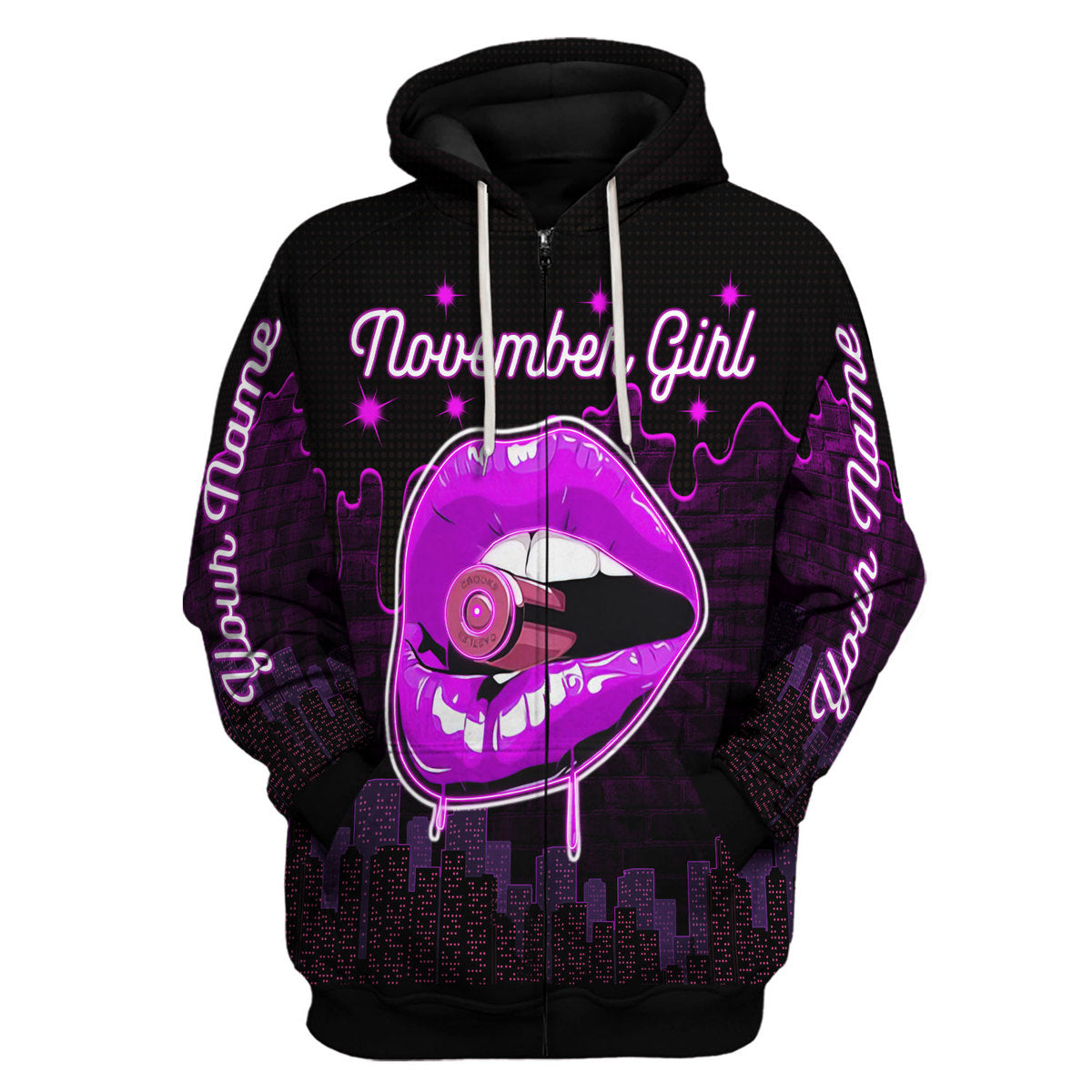 CustomsPig Personalized Zip Hoodie I'm A November Girl All Over Printed