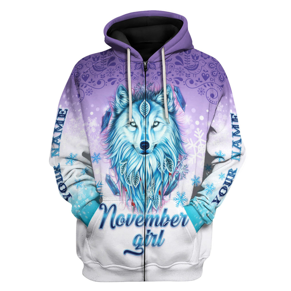 CustomsPig Personalized Zip Hoodie I'm A November Queen All Over Printed