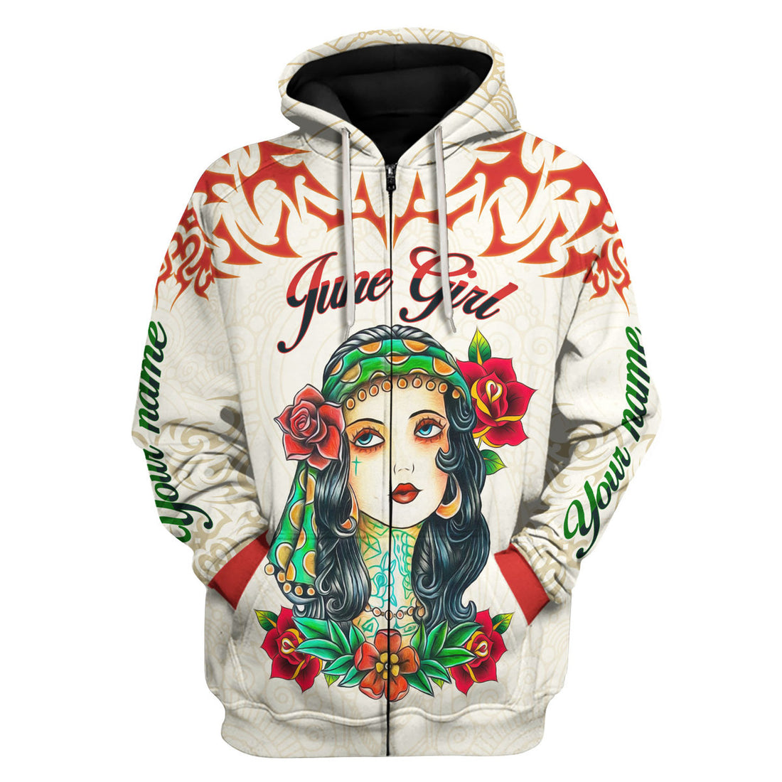 CustomsPig Personalized Zip Hoodie June Girl I Do What I Want All Over Printed