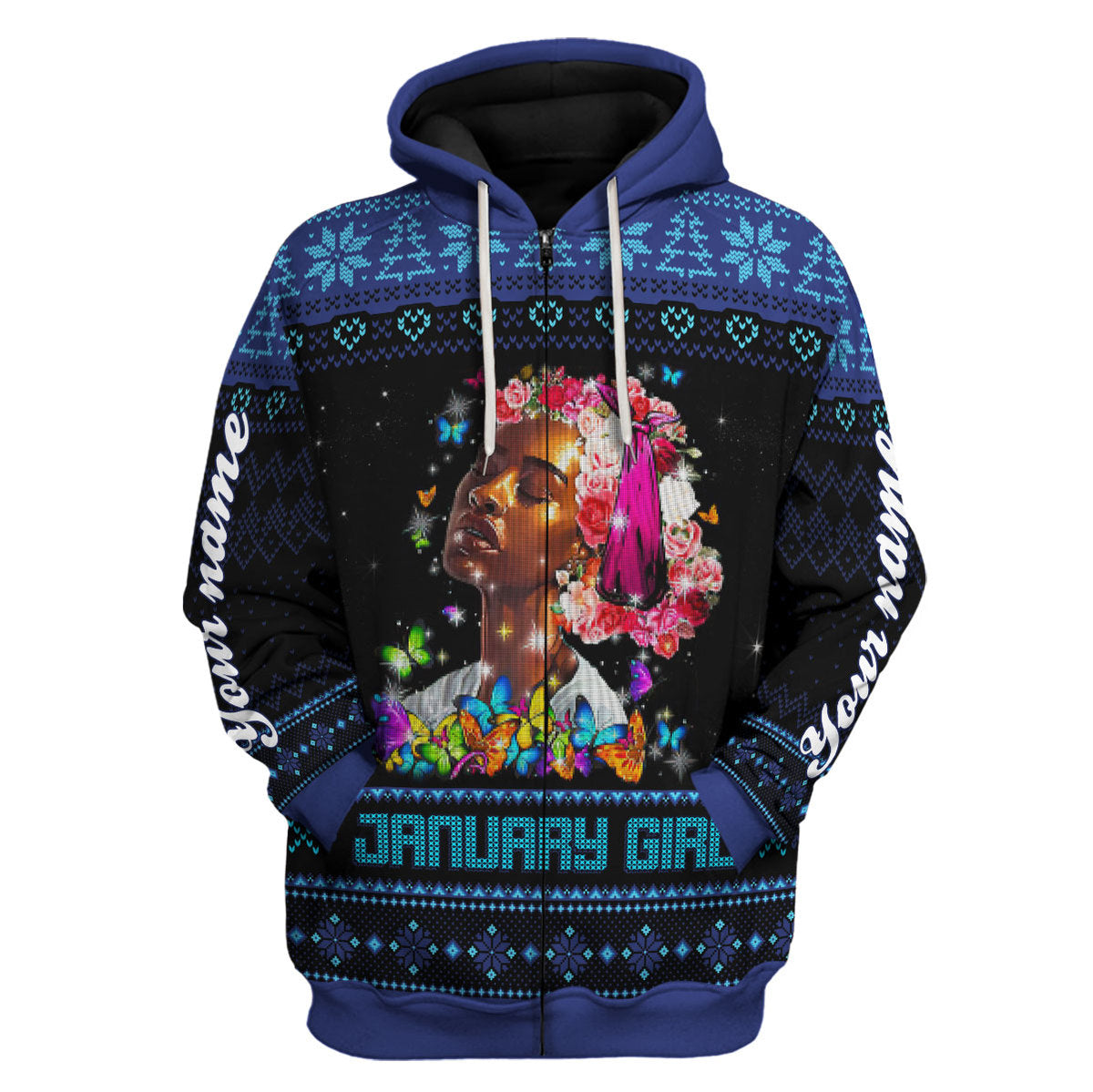 CustomsPig Personalized Zip Hoodie January Girl I Am The Storm All Over Printed