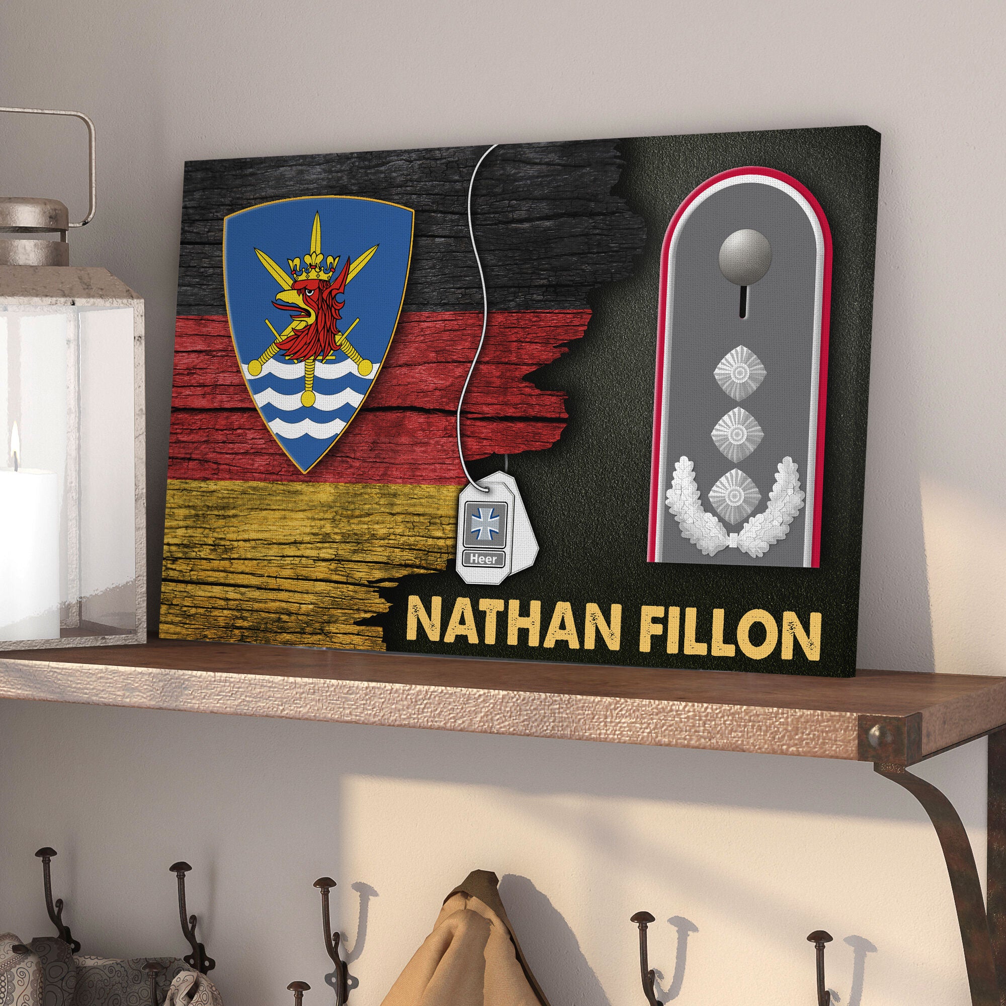 CustomsPig Multinational Corps North East Heer German Half Flag With Military Ranks/Insignia Canvas