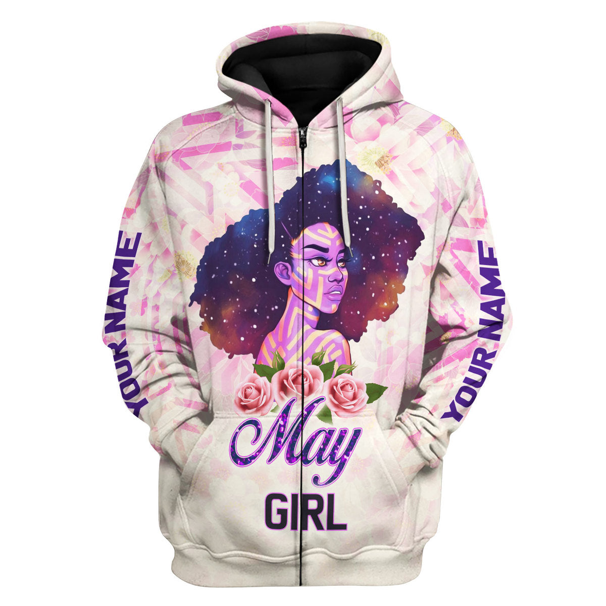 CustomsPig Personalized Zip Hoodie May Girl All Over Printed