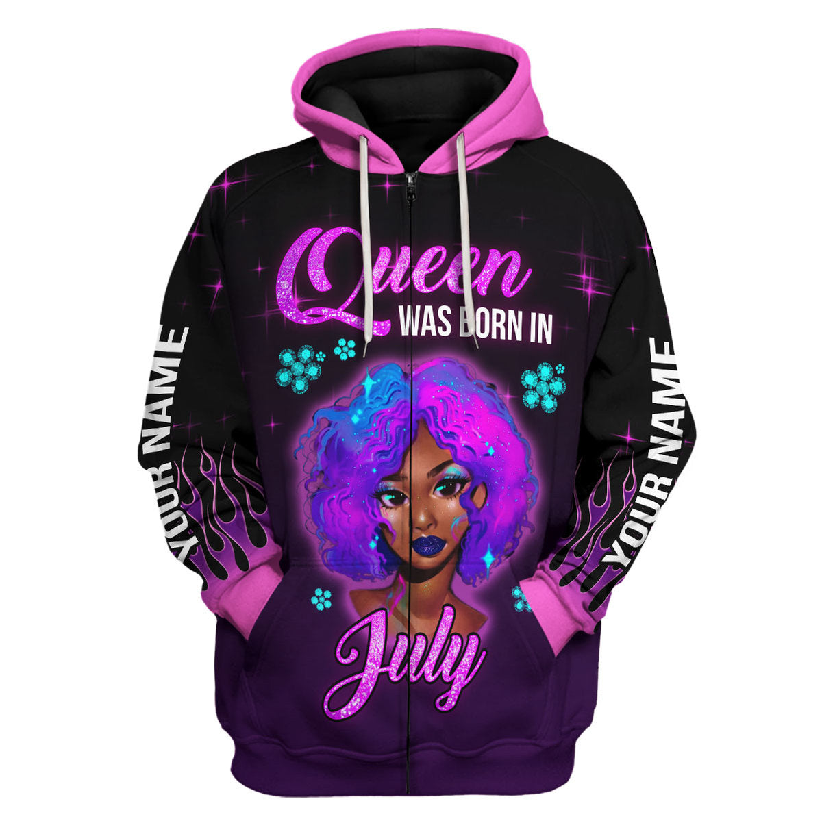 CustomsPig Personalized Hoodie Queen Was Born In July All Over Printed