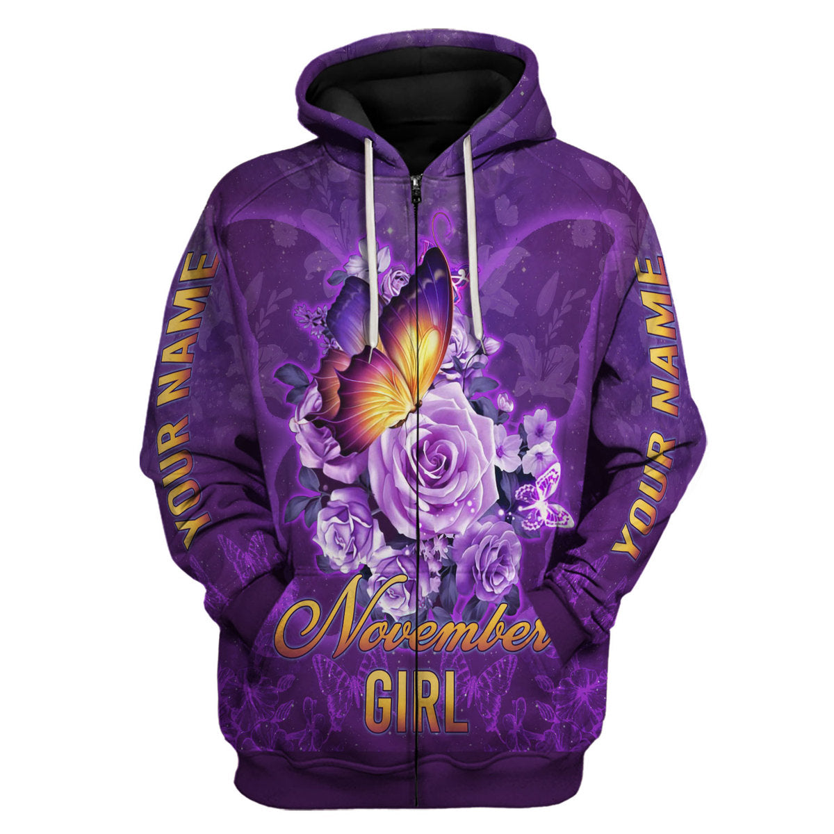 CustomsPig Personalized Zip Hoodie November Girl Tops