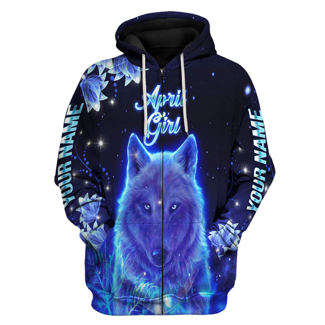 CustomsPig Personalized Zip Hoodie April Girl All Over Printed