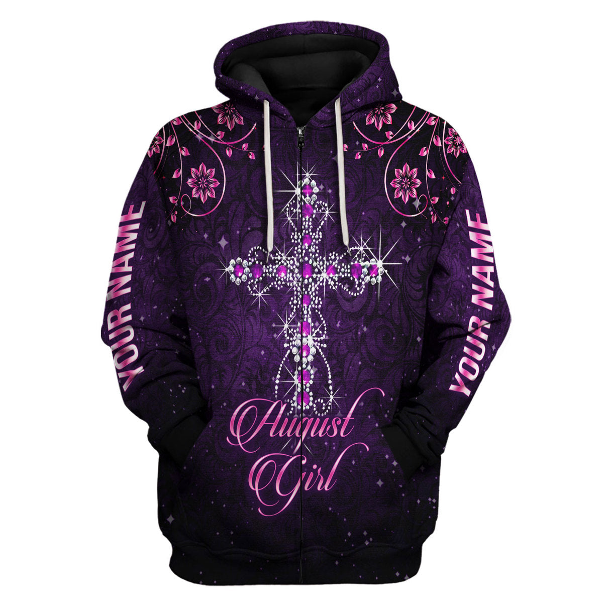 CustomsPig Personalized Zip Hoodie I Am An August Girl All Over Printed