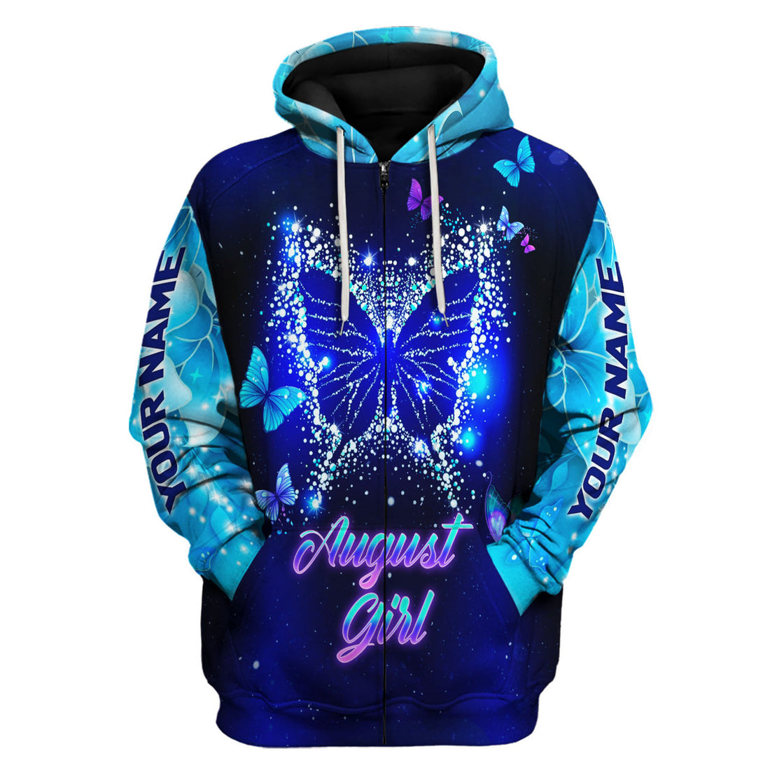 CustomsPig Personalized Zip Hoodie August Girl All Over Printed
