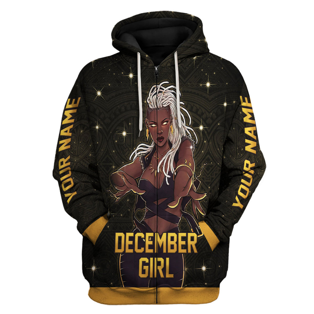 CustomsPig Personalized Zip Hoodie December Girl All Over Printed