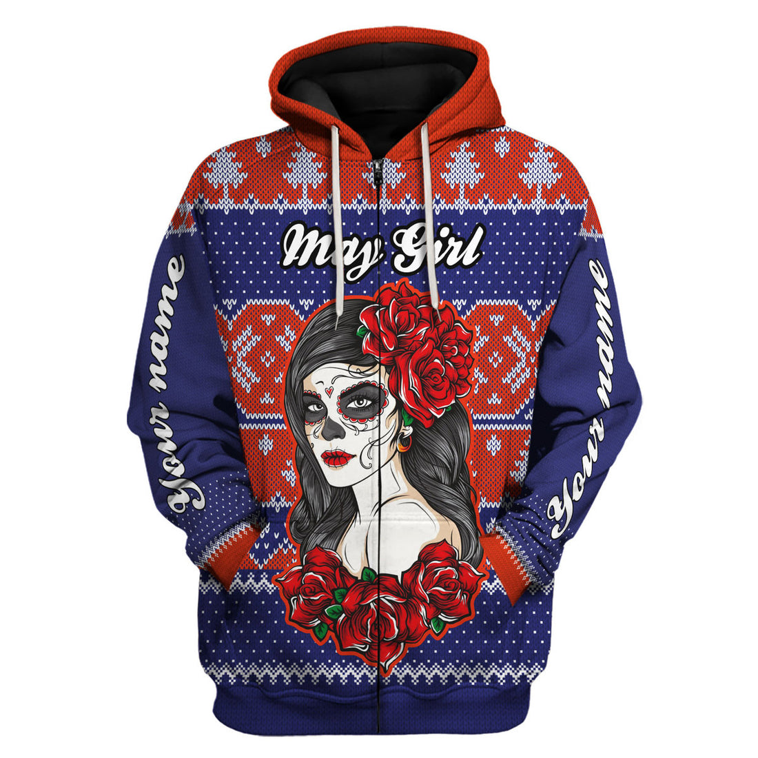 CustomsPig Personalized Zip Hoodie May Girl All Over Printed