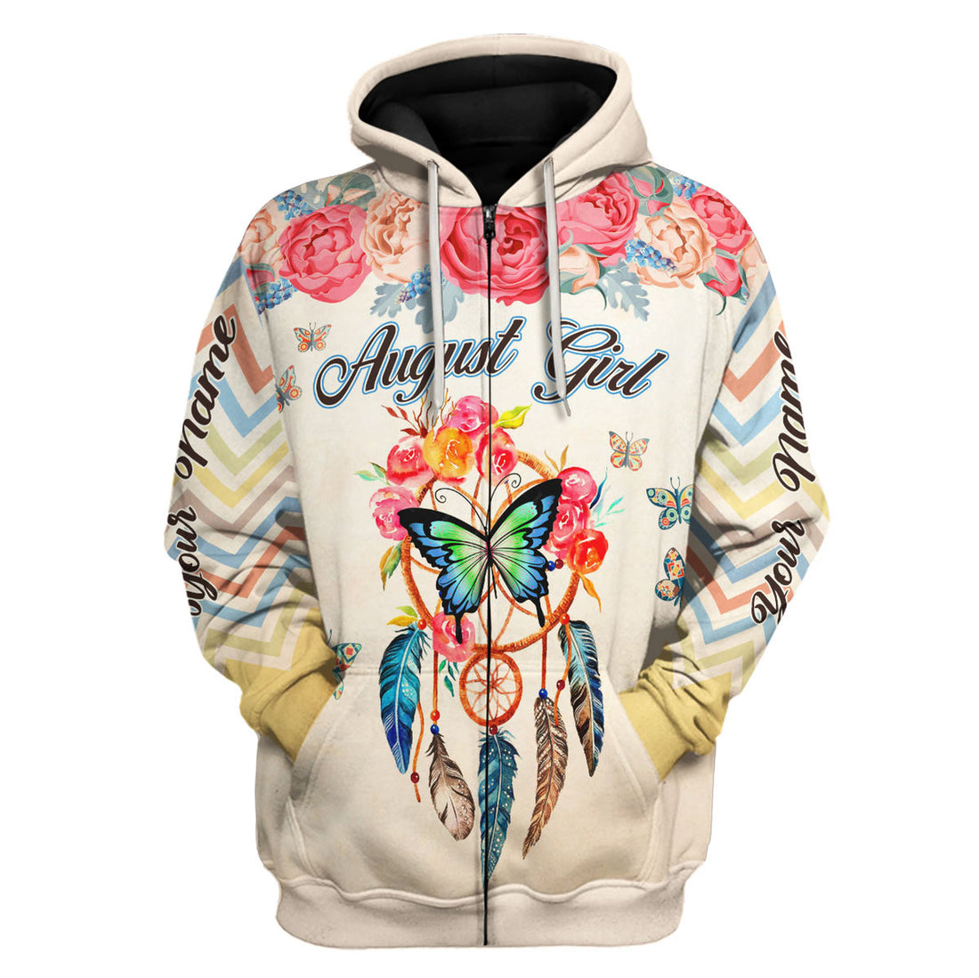 CustomsPig Personalized Zip Hoodie August Girl All Over Printed