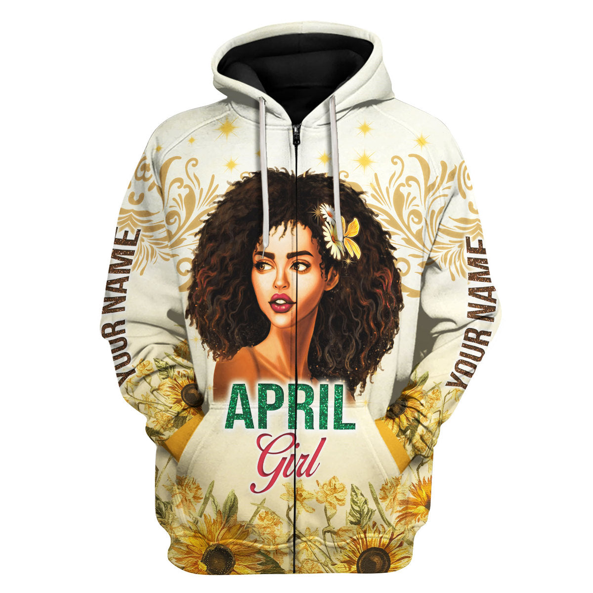 CustomsPig Personalized Hoodie April Girl All Over Printed