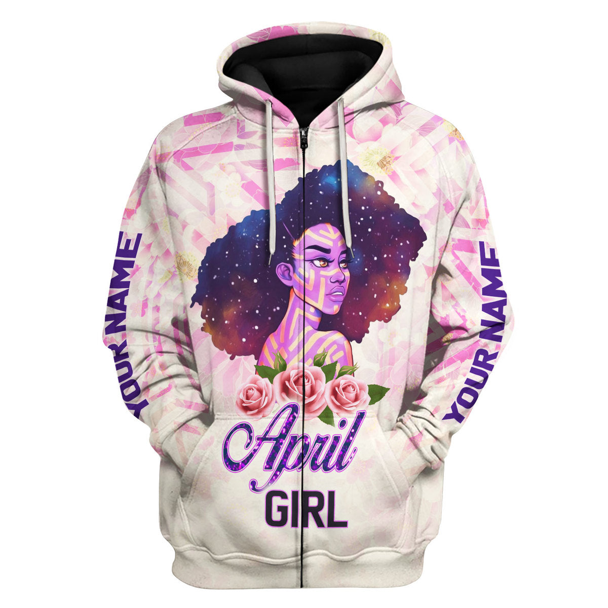 CustomsPig Personalized Hoodie April Girl All Over Printed