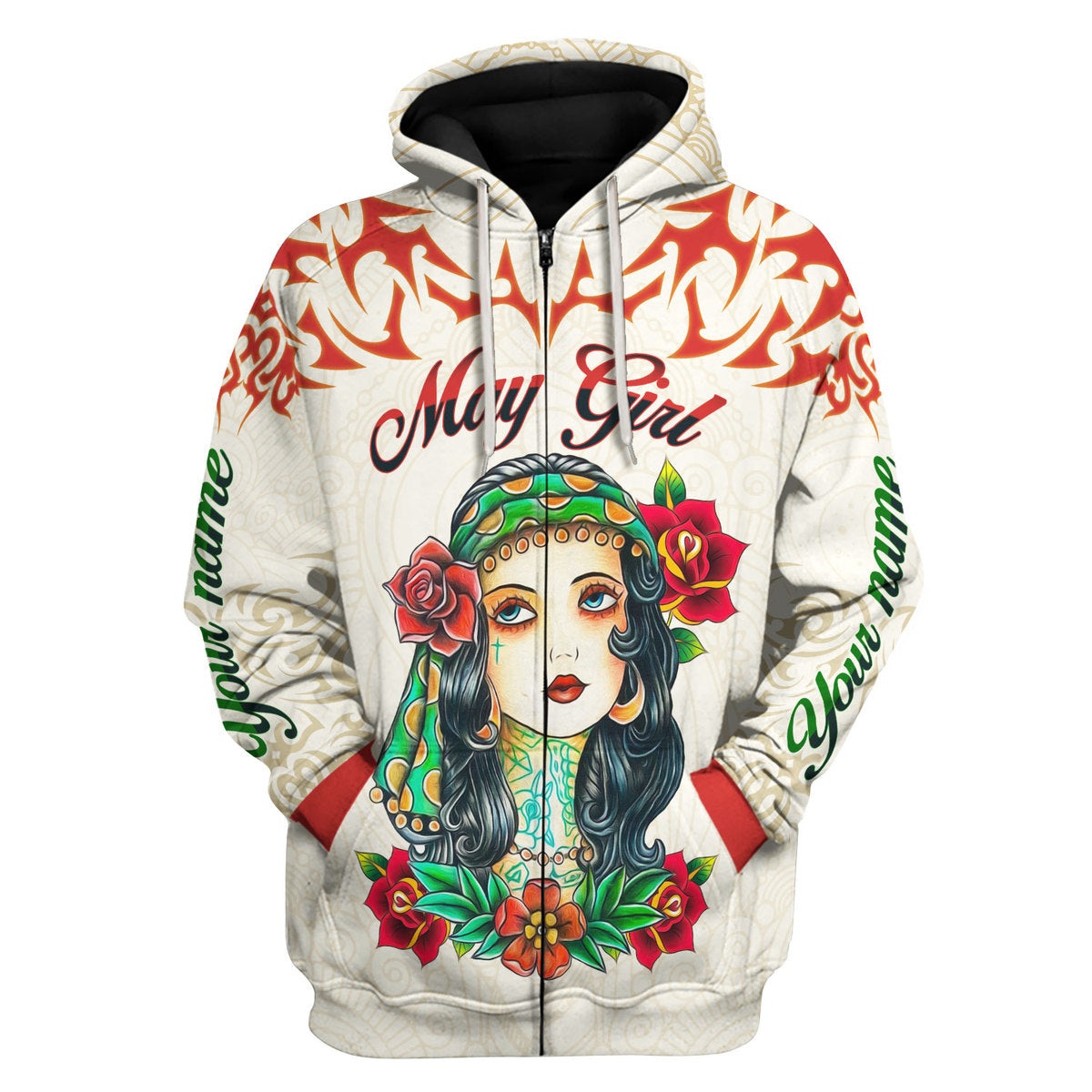 CustomsPig Personalized Zip Hoodie May Girl I Do What I Want All Over Printed