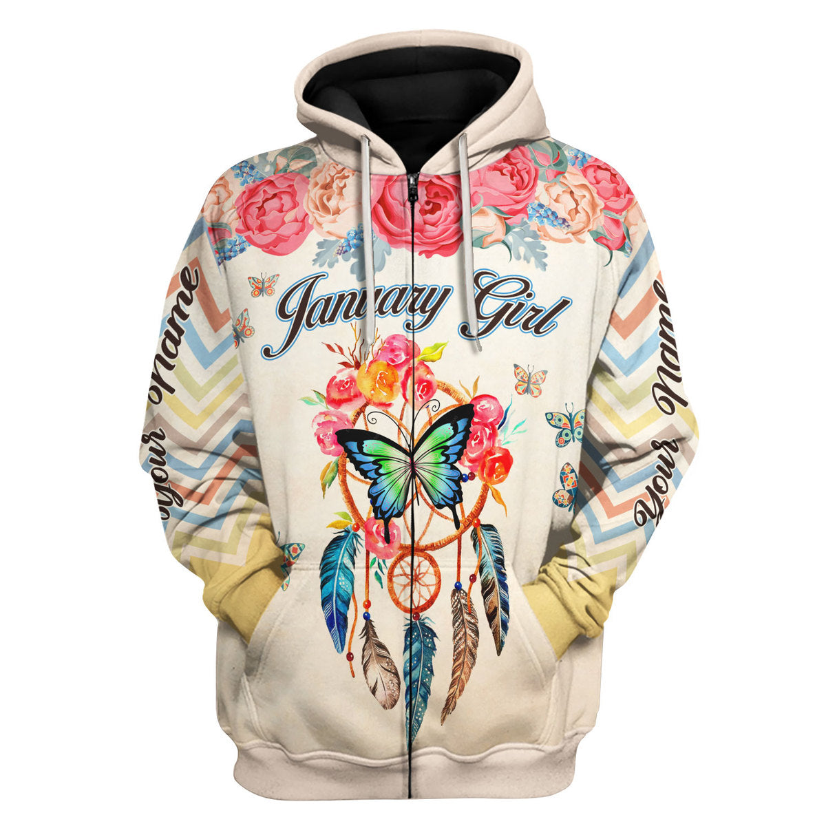 CustomsPig Personalized Hoodie January Girl All Over Printed