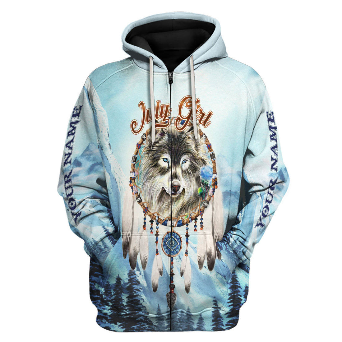 CustomsPig Personalized Zip Hoodie I Am A July Girl All Over Printed