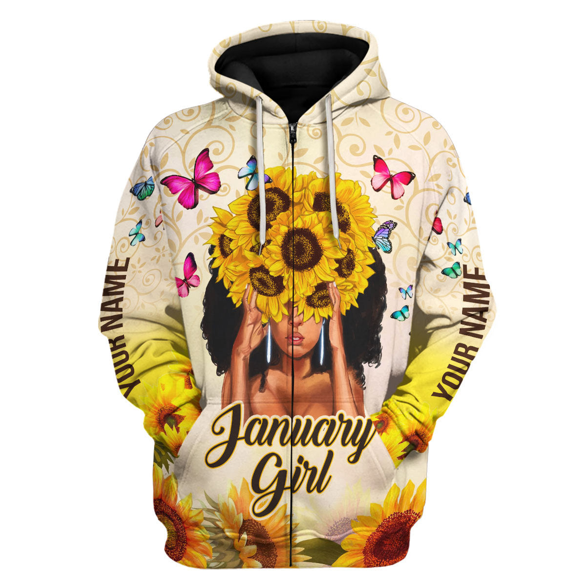 CustomsPig Personalized Hoodie January Girl All Over Printed