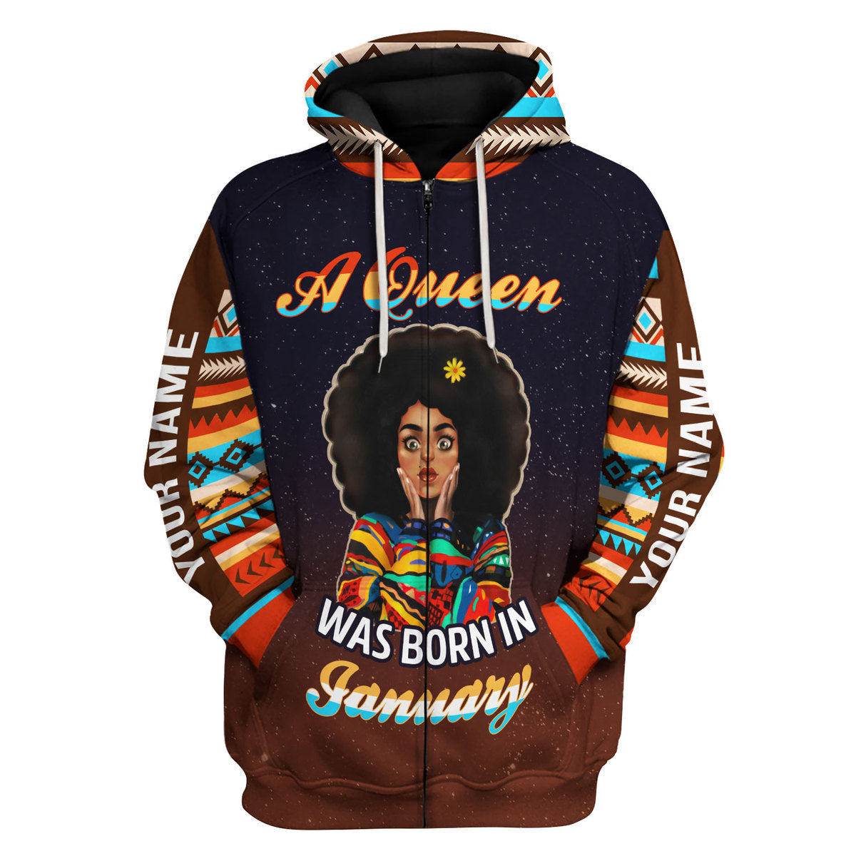 CustomsPig Personalized Zip Hoodie January Girl All Over Printed