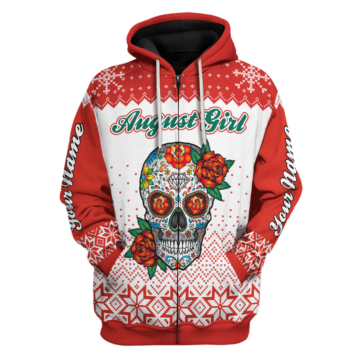 CustomsPig Personalized Zip Hoodie August Girl All Over Printed