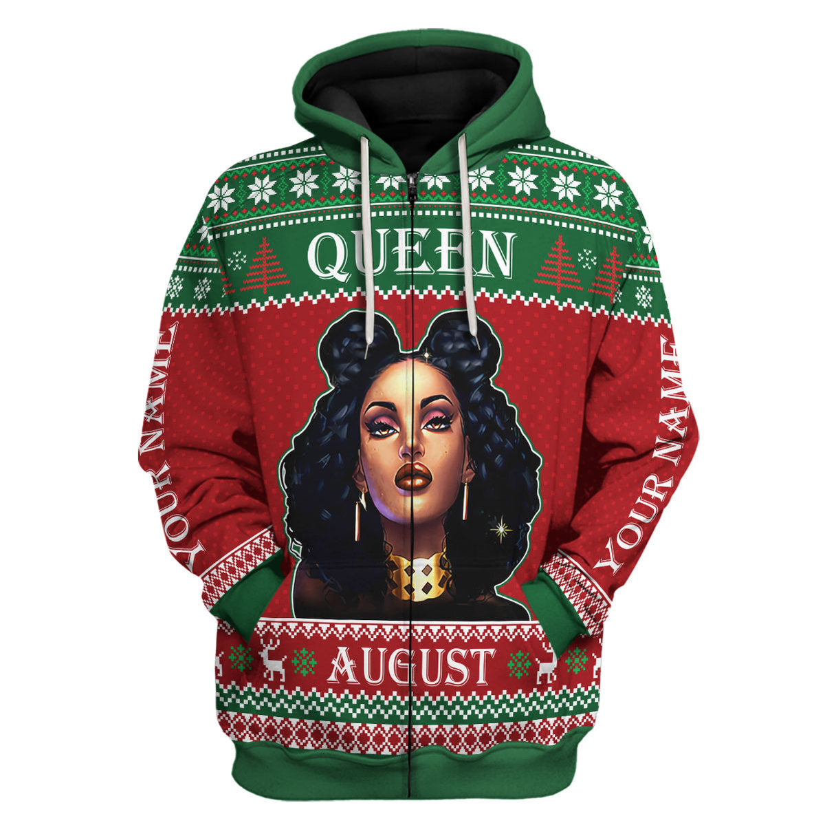 CustomsPig Personalized Zip Hoodie August Girl All Over Printed