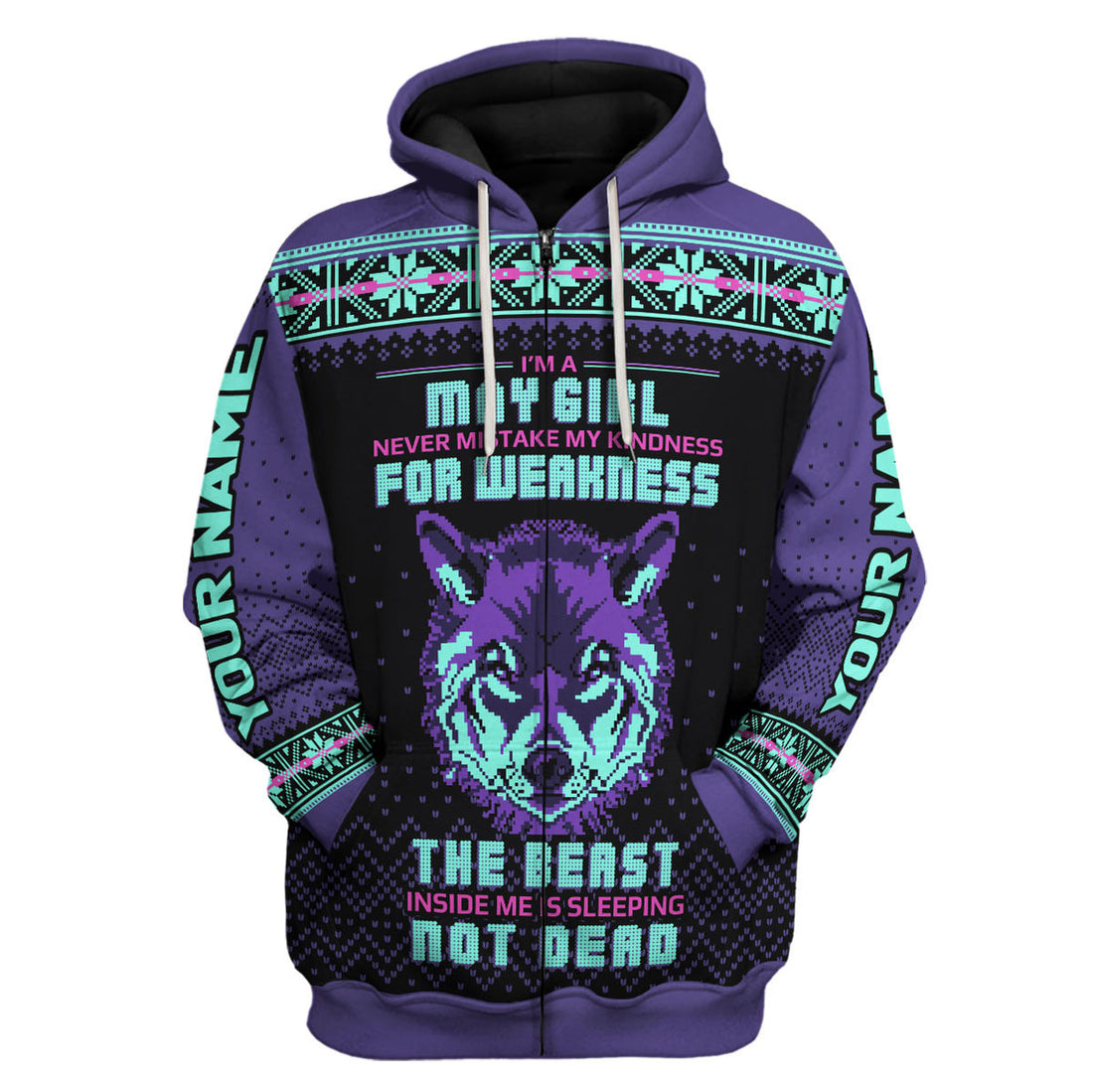 CustomsPig Personalized Zip Hoodie May Girl All Over Printed
