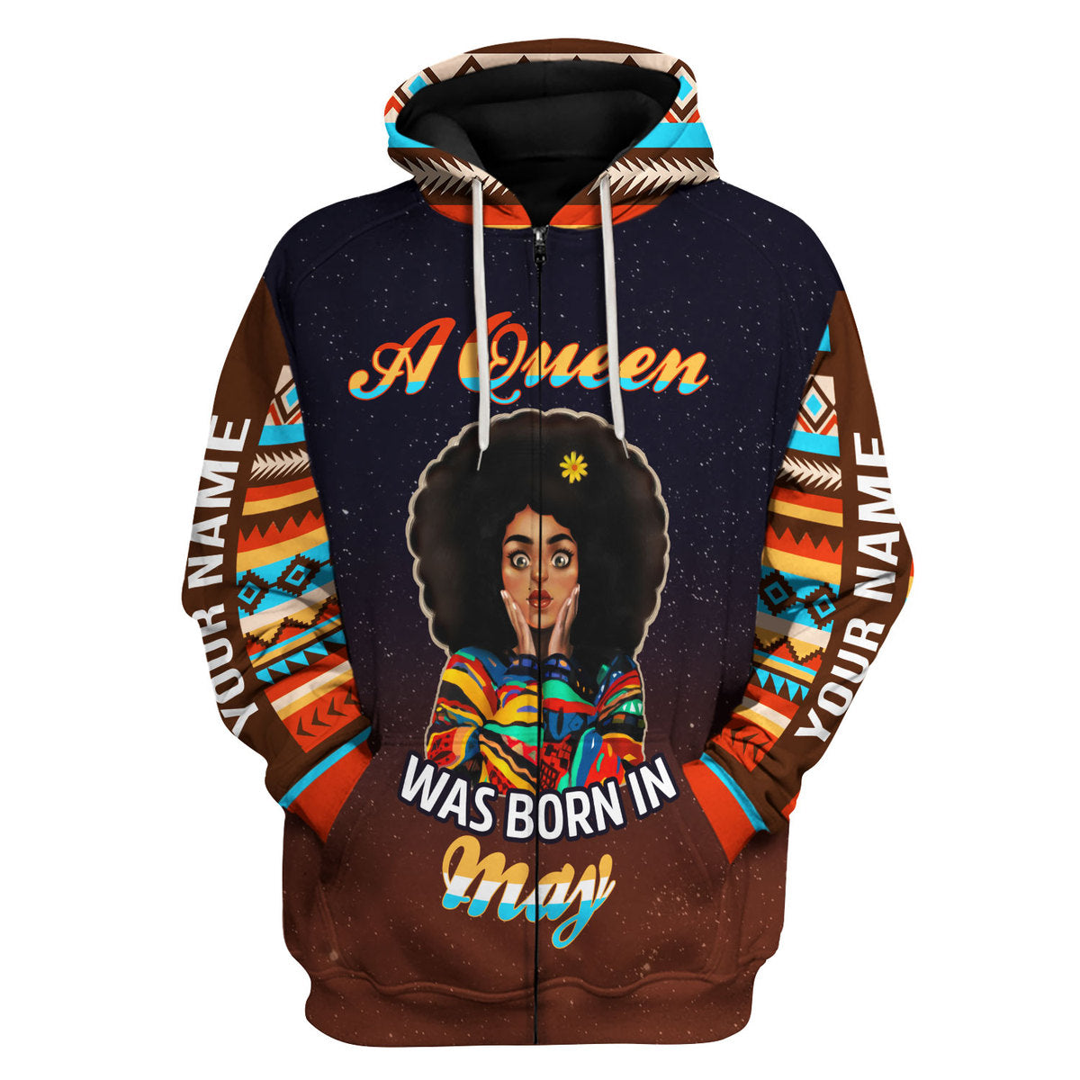 CustomsPig Personalized Zip Hoodie May Girl All Over Printed