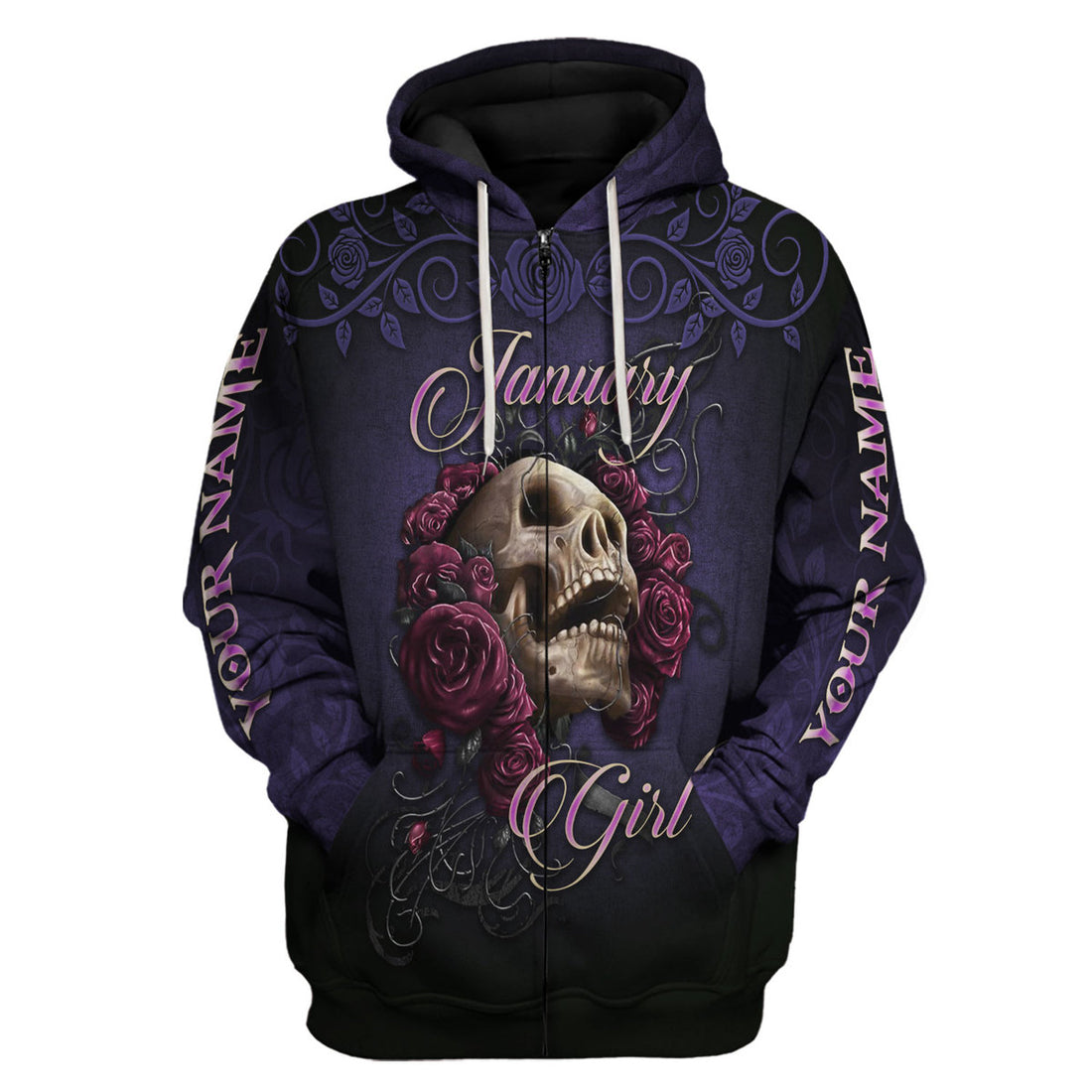 CustomsPig Personalized Zip Hoodie I'm A January Girl All Over Printed