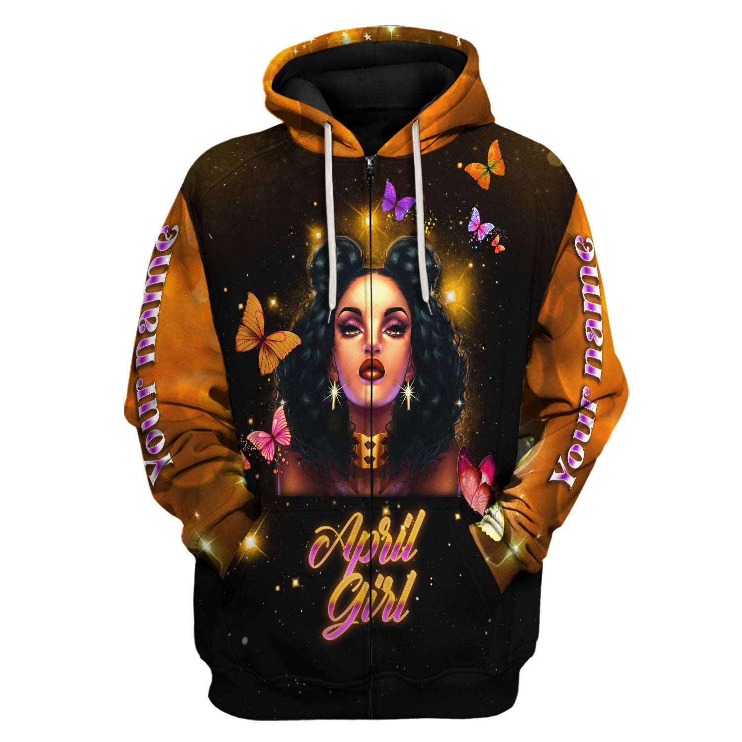CustomsPig Personalized Zip Hoodie I Am An April Girl All Over Printed