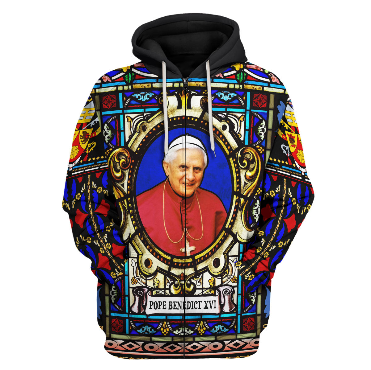 Tracksuit Tops Pullover Sweatshirt Pope Benedict XVI Stained Glass 3D Apparel