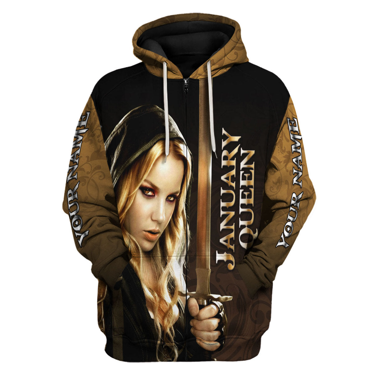 CustomsPig Personalized Zip Hoodie I'm A January Girl All Over Printed