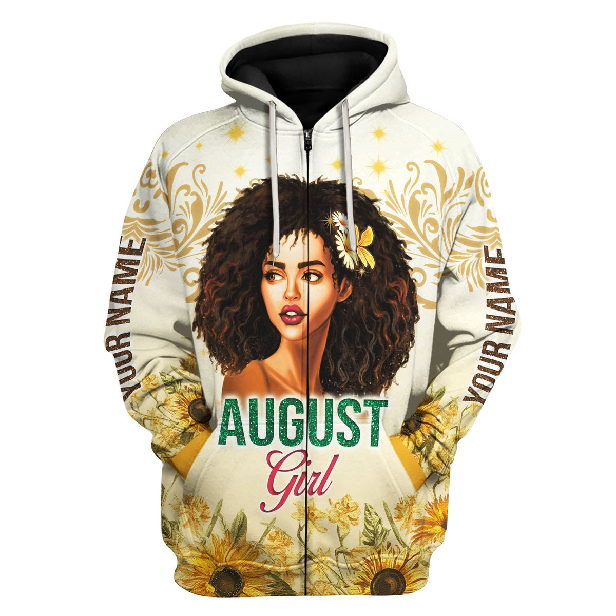 CustomsPig Personalized Hoodie August Girl All Over Printed