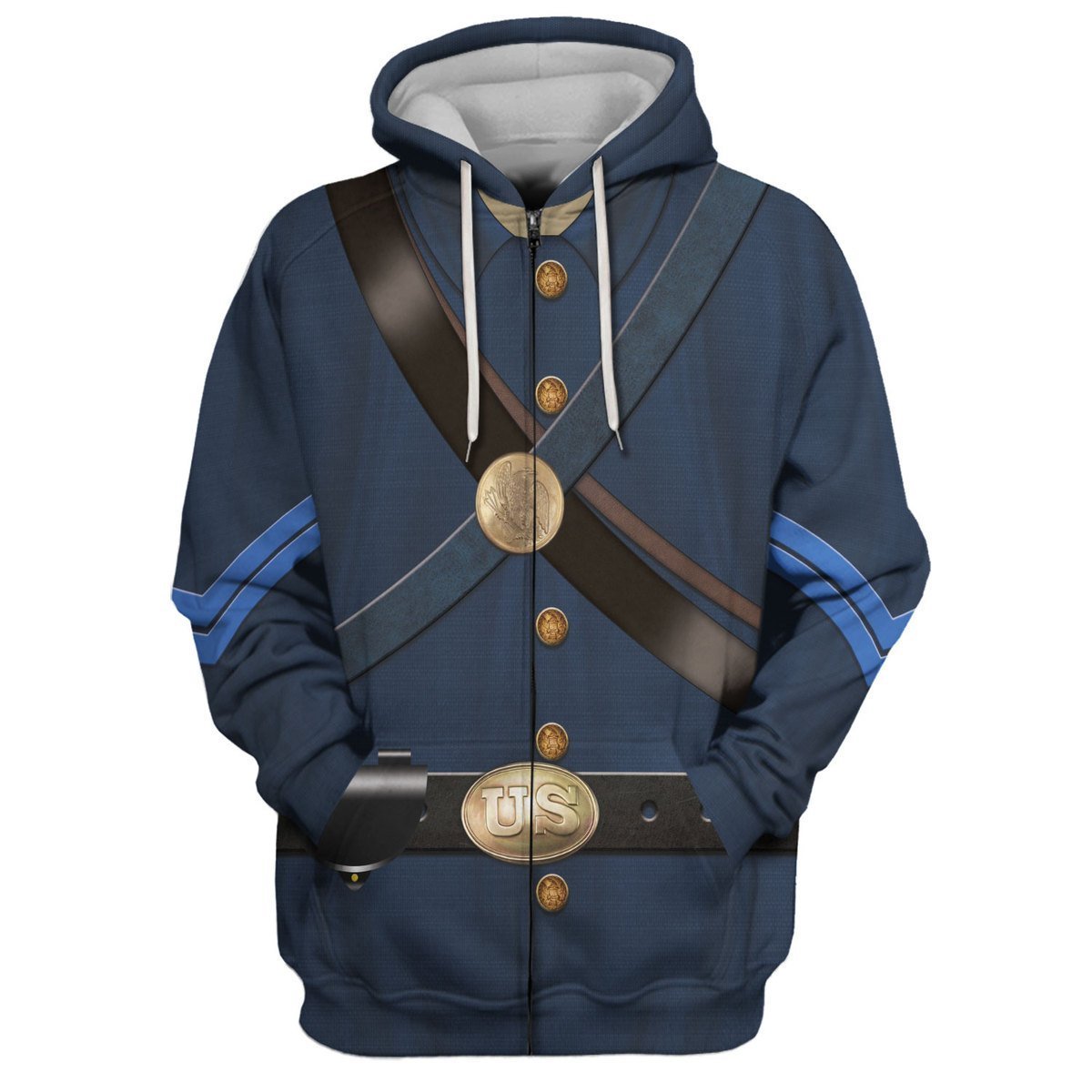 Civil War Uniforms of Blue Union Infantryman Fleece Zip Hoodie