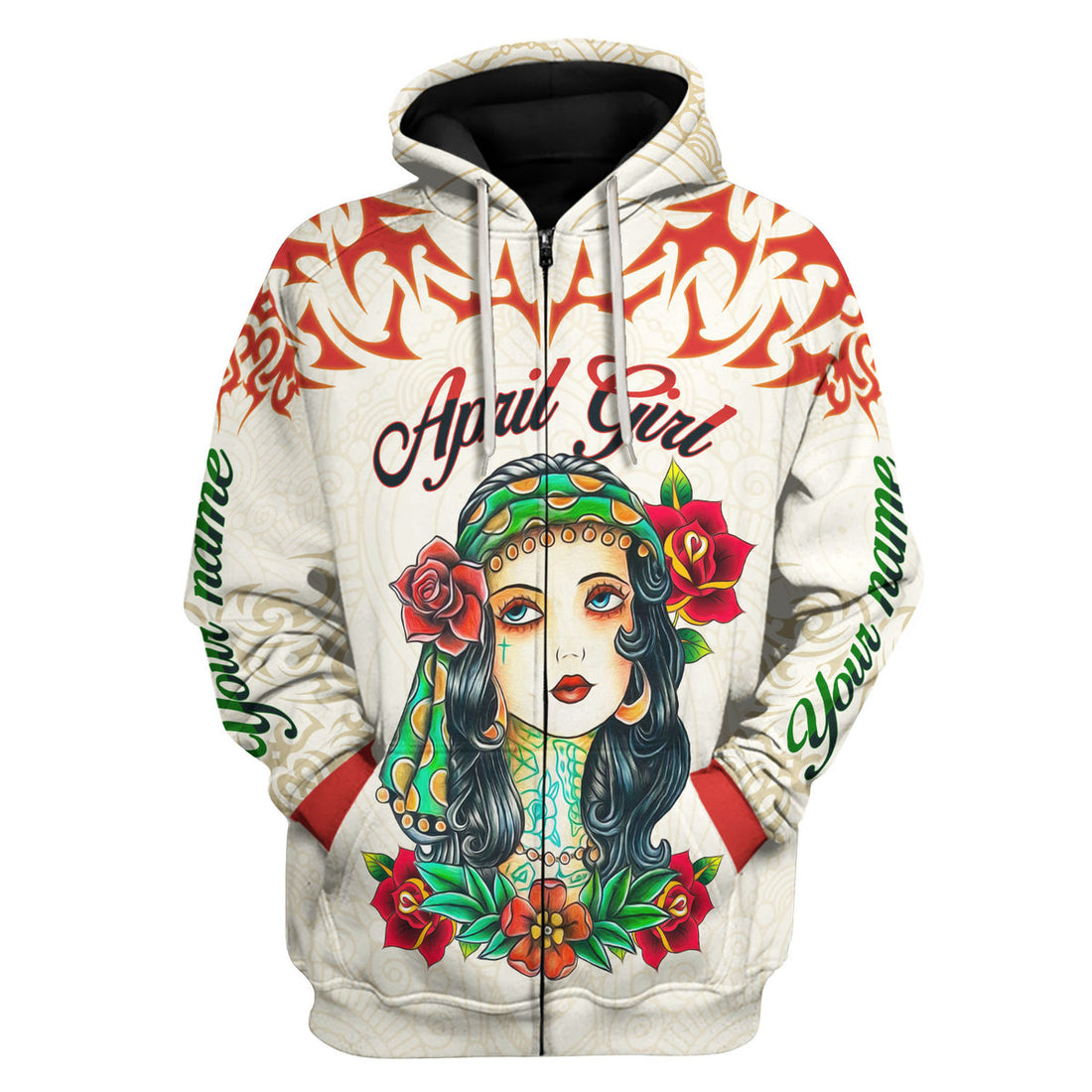 CustomsPig Personalized Zip Hoodie April Girl I Do What I Want All Over Printed
