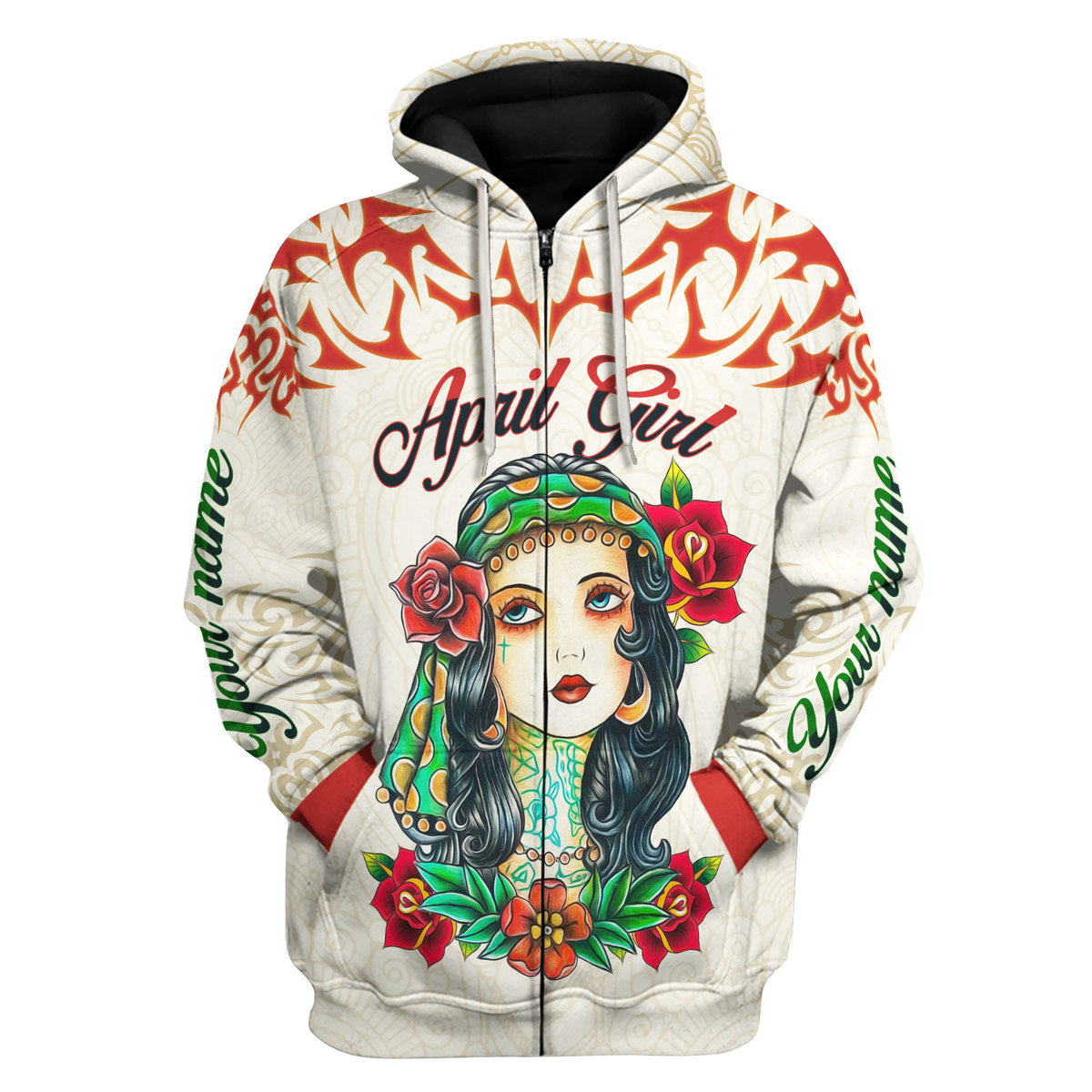 CustomsPig Personalized Zip Hoodie April Girl I Do What I Want All Over Printed