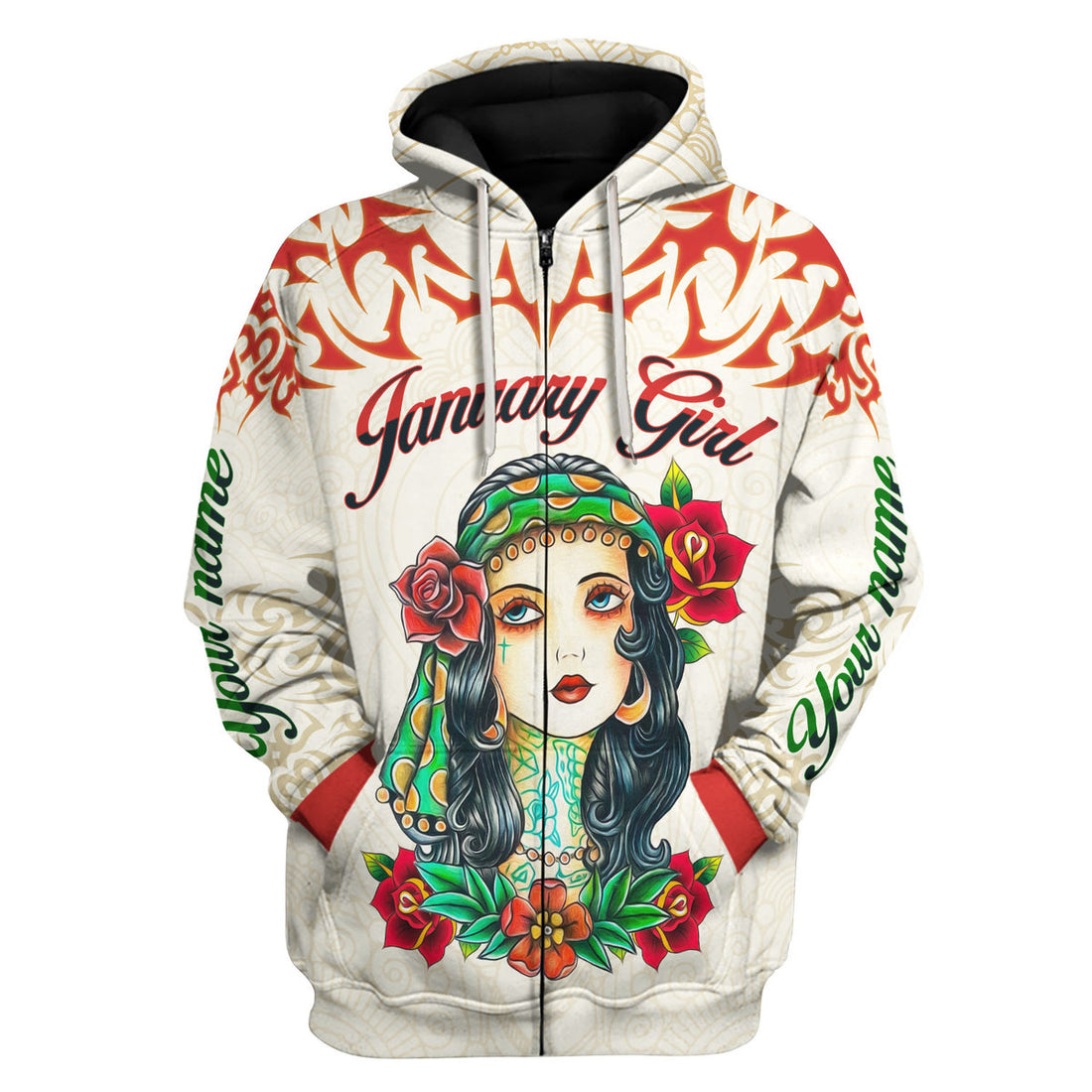 CustomsPig Personalized Zip Hoodie January Girl I Do What I Want All Over Printed