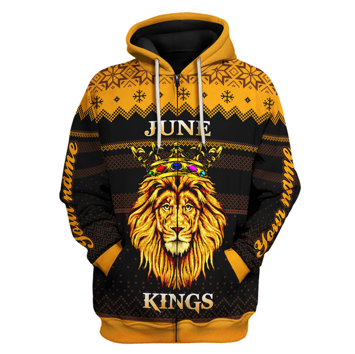 CustomsPig Personalized Zip Hoodie June Guy Kings Are Born In June All Over Printed