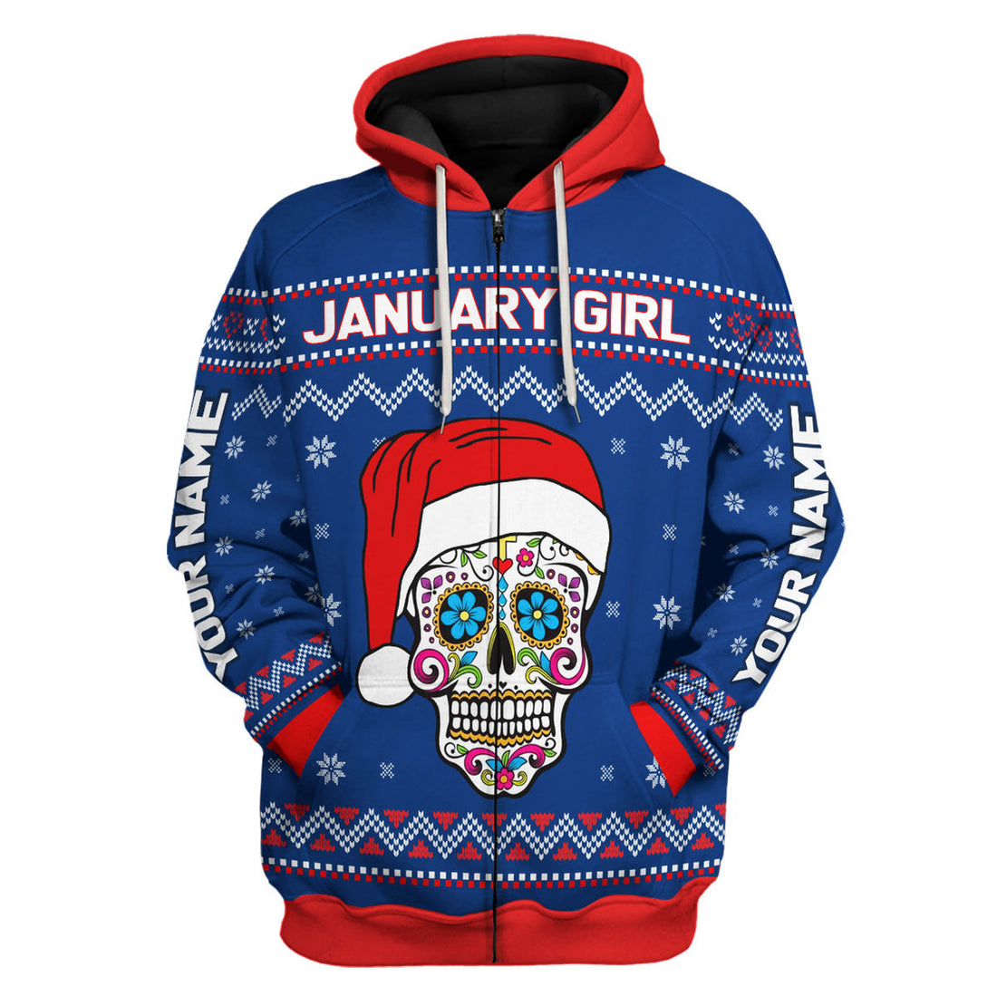CustomsPig Personalized Zip Hoodie January Girl I Am Who I Am All Over Printed