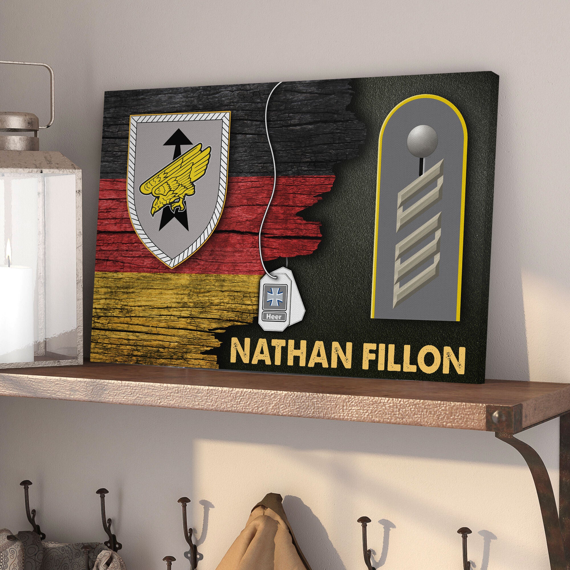 CustomsPig Rapid Forces Division - German Army Heer Half Flag With Military Ranks/Insignia Canvas