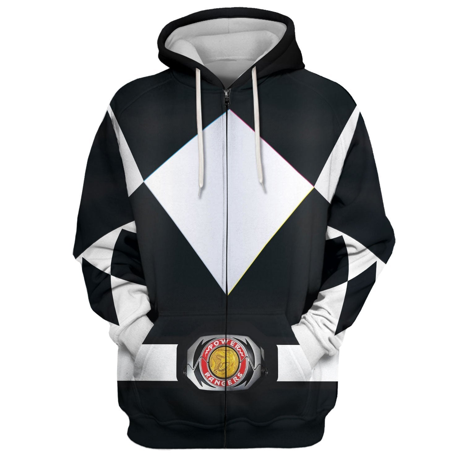Black Ranger Mmpr Zip Hoodie / S Qm44